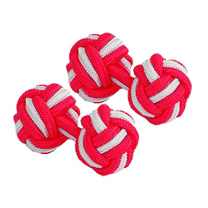 Red & White Silk Knot Cufflinks